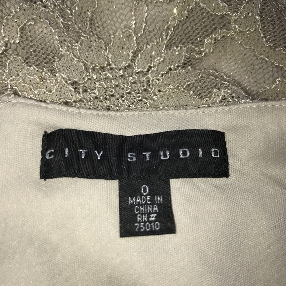 City Studio Sexy 2PC Tan Gold Metallic Floral Lace Skirt & Tank Top Set - Picture 7 of 7